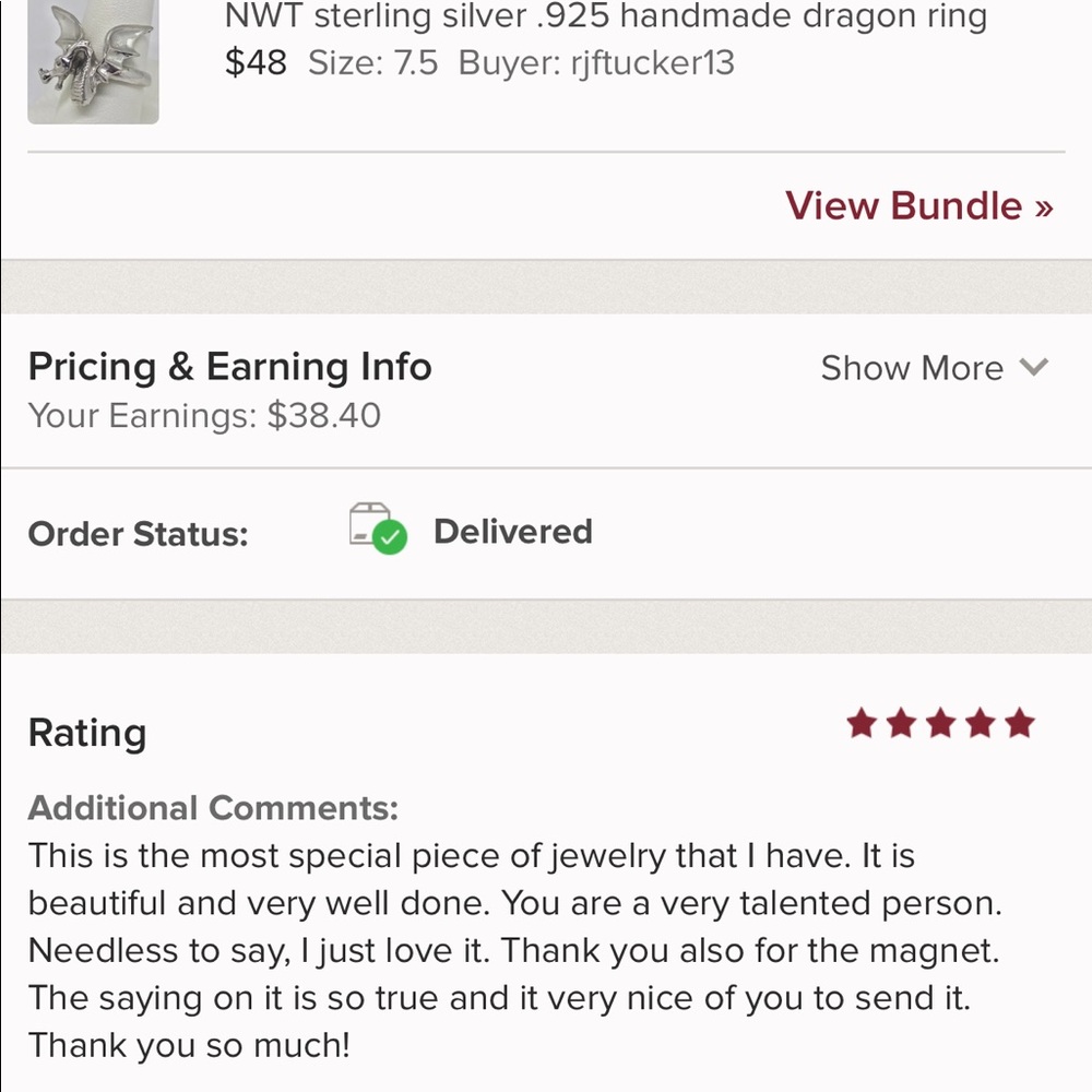 NWT Sterling silver .925 handmade dragon ring - Picture 7 of 8